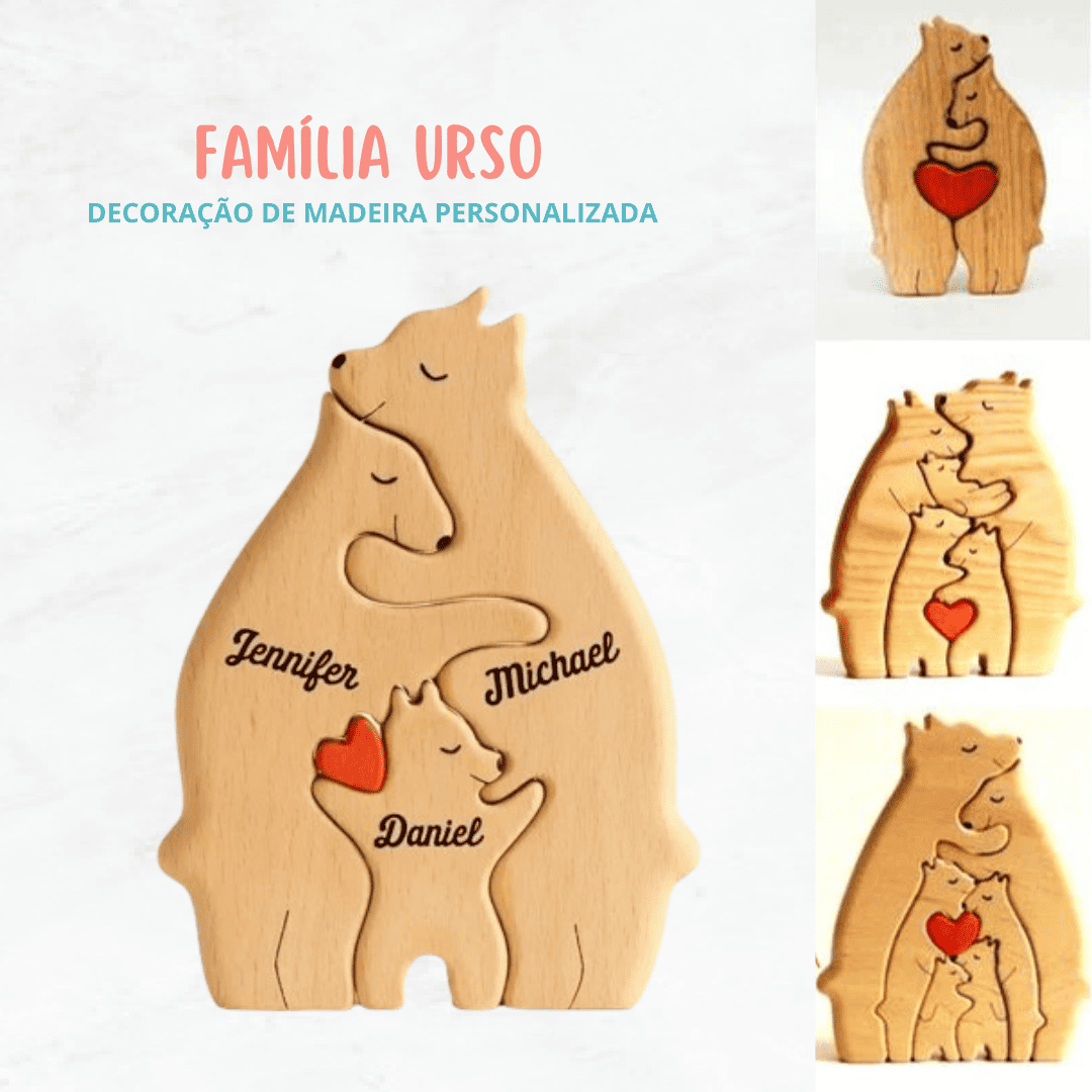 Família Urso • Decoração de Madeira Personalizada