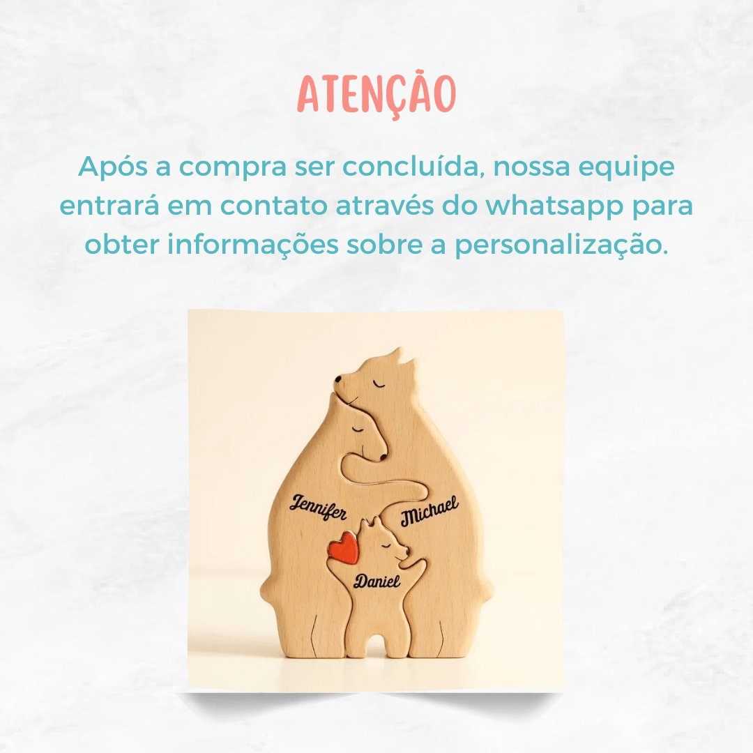 Família Urso • Decoração de Madeira Personalizada