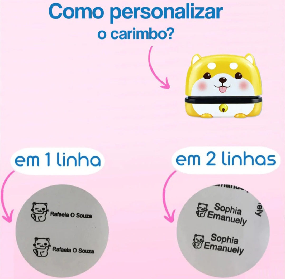 Carimbo Encanto Personalizado + BRINDE 120 Etiquetas Personalizadas