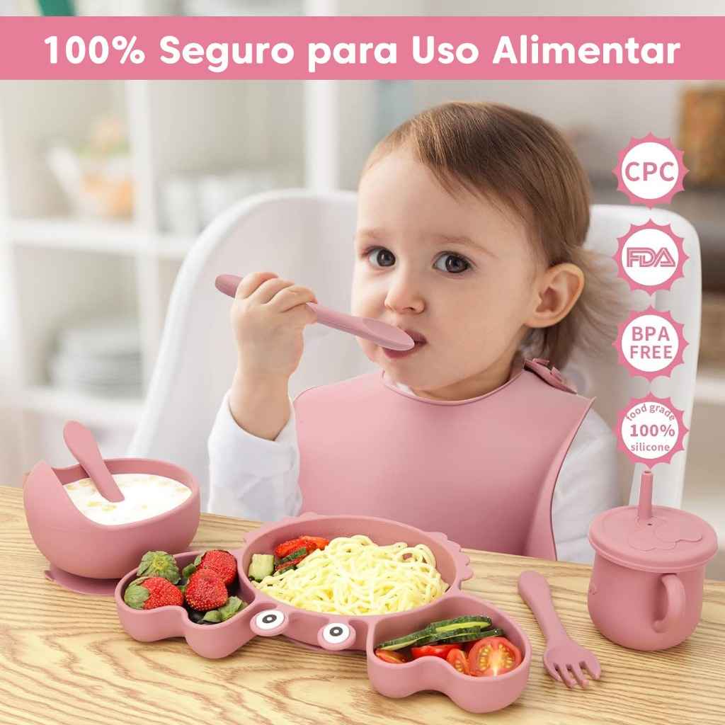 Kit Introdução Alimentar Caranguejo em Silicone Personalizado | Livre de BPA | 9 Peças