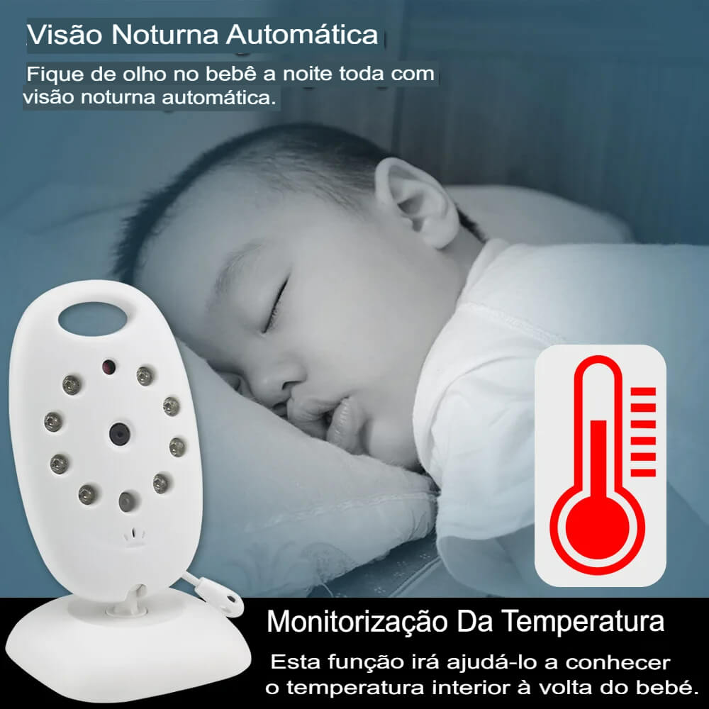 Câmera Baby Monitor - Com Visor Grande em Cores e Visão Noturna