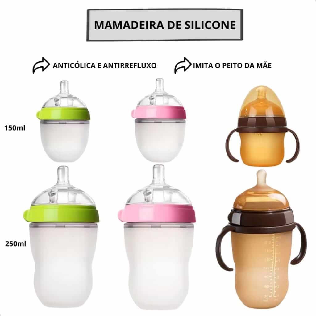 Kit Confort Premium para Mamadeira Tetadeira • 2 Bicos 150ml + 2 Bicos 250ml + 2 Canudos de Silicone Antivazamento