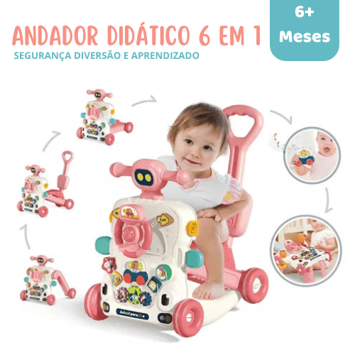 Andador Didático para Bebês 6 em 1 – Segurança, Diversão e Aprendizado