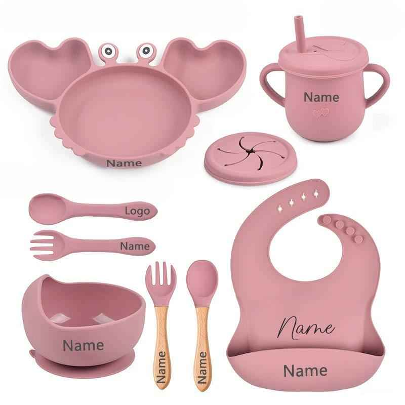 Kit Introdução Alimentar Caranguejo em Silicone Personalizado | Livre de BPA | 9 Peças