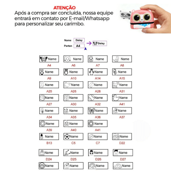 Carimbo Encanto Personalizado + BRINDE 120 Etiquetas Personalizadas