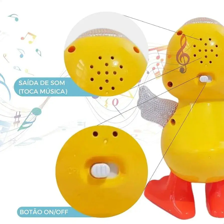 Patinho Dançante Musical • Se movimenta e possui LED coloridas.
