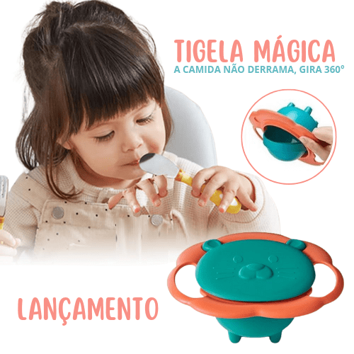 Tigela Mágica Leãozinho -  A Tigela Giroscópica Anti-Derramamento