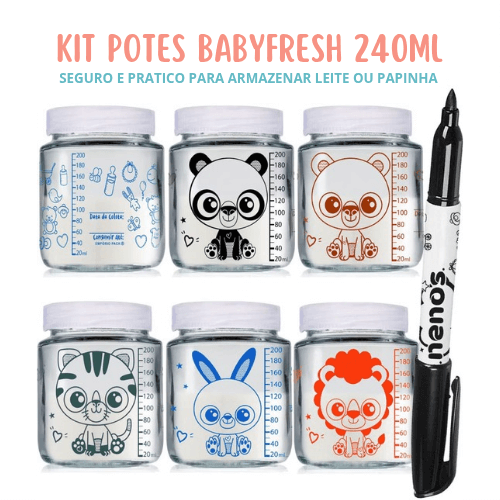 KIT POTES BABYFRESH 240ML • Seguro e Prático para Amarmazenar Leite ou Papinha