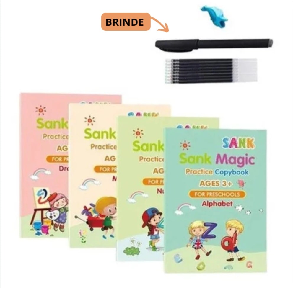 Caligrafia Magic Reutilizável 4pcs + BRINDE CANETAS EXCLUSIVAS