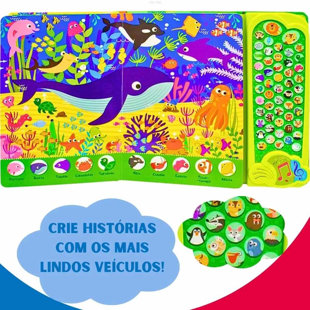 Livro Sensorial Sonoro 50 Sons - Aprenda e Divirta-se com Sons de Animais"