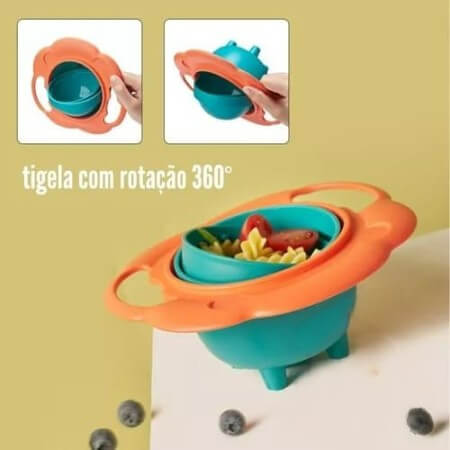 Tigela Mágica Leãozinho -  A Tigela Giroscópica Anti-Derramamento
