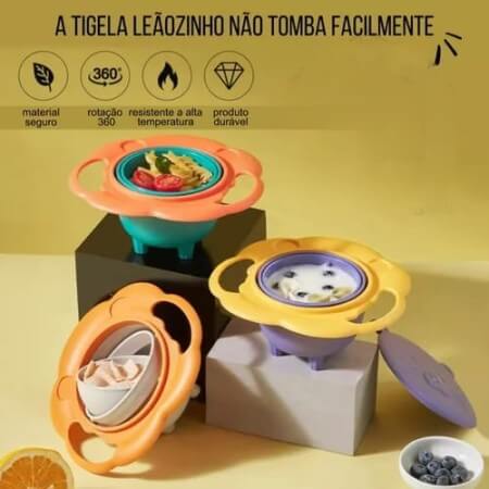 Tigela Mágica Leãozinho -  A Tigela Giroscópica Anti-Derramamento