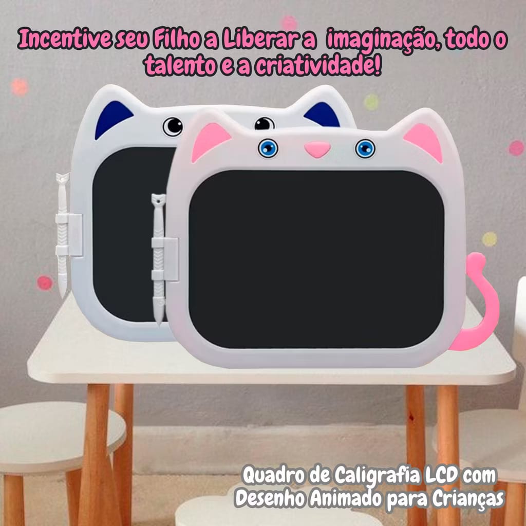 Tablet Lousa Mágica LCD • Interativo Infantil Gatinho  Criatividade e Diversão nas Mãos das Crianças