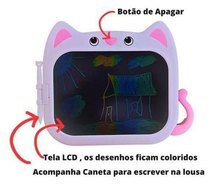 Tablet Lousa Mágica LCD • Interativo Infantil Gatinho  Criatividade e Diversão nas Mãos das Crianças