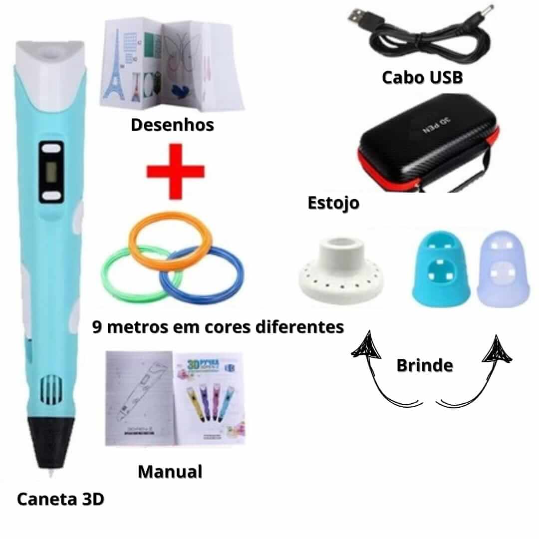 Caneta 3D Pro Kids - Brinquedo Educativo Infantil para Criações em 3D