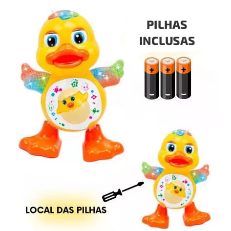 Patinho Dançante Musical • Se movimenta e possui LED coloridas.
