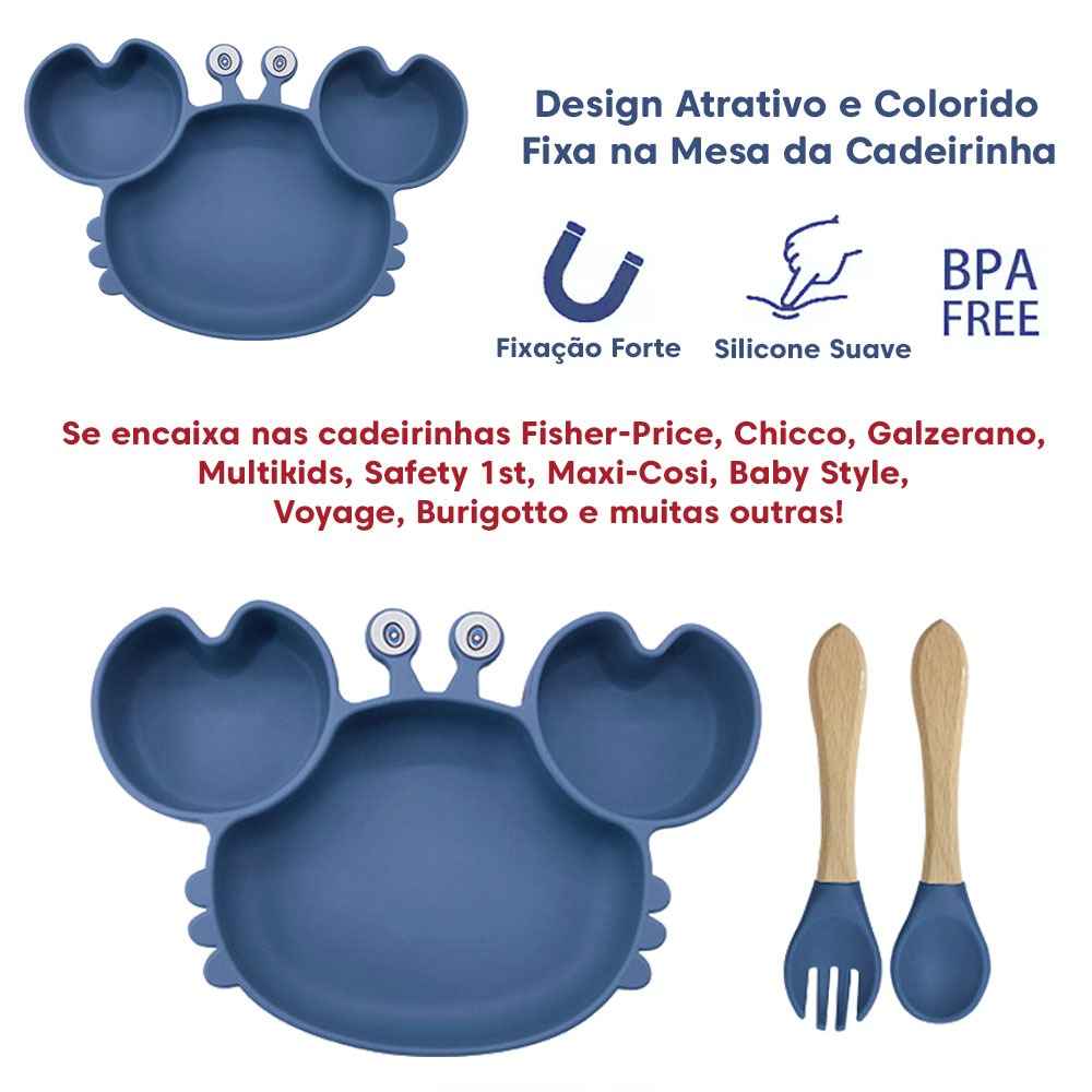 Kit Introdução Alimentar Caranguejo em Silicone Personalizado | Livre de BPA | 9 Peças