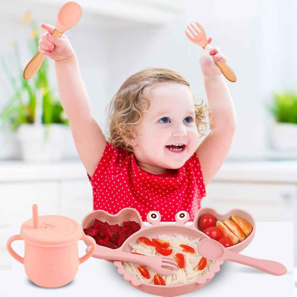 Kit Introdução Alimentar Caranguejo em Silicone Personalizado | Livre de BPA | 9 Peças