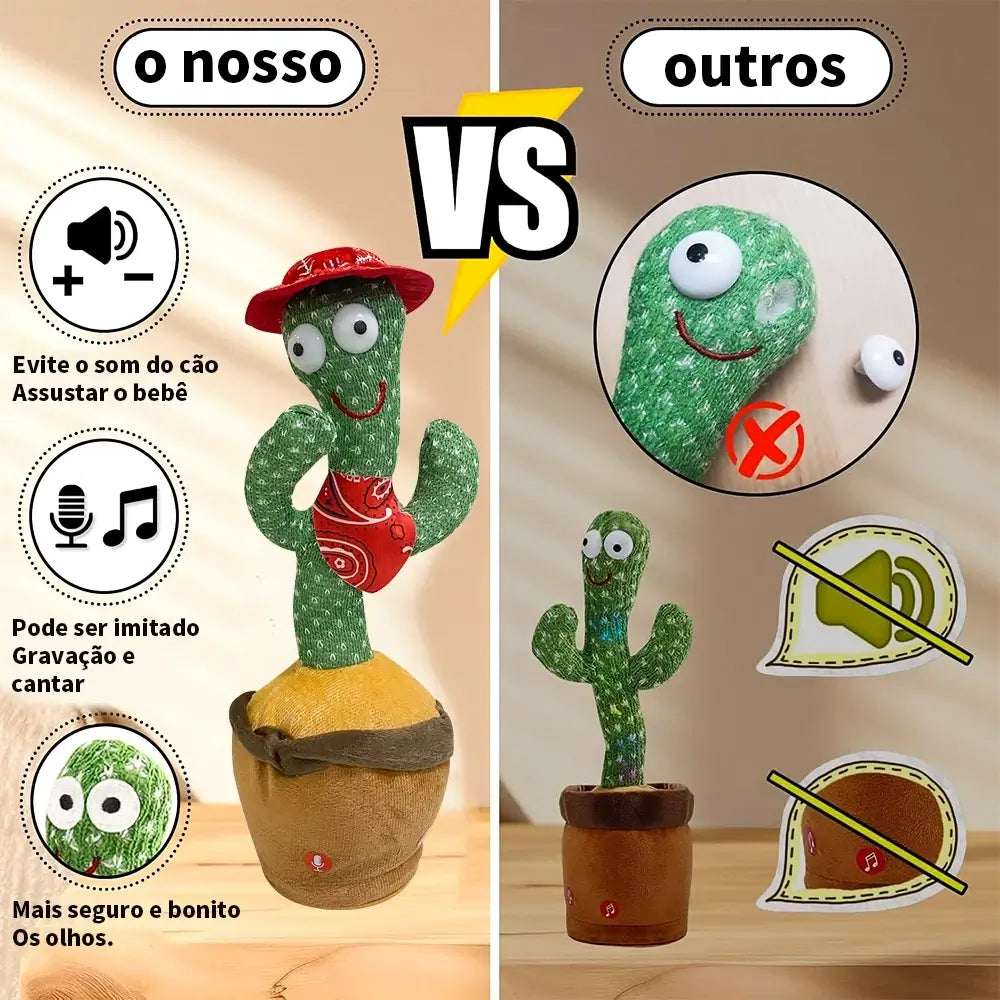 Cacto Dançante Interativo Recarregável - Diversão que Fala e Encanta!