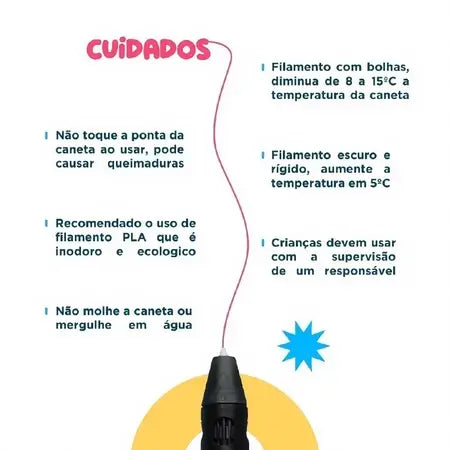 Caneta 3D Pro Kids - Brinquedo Educativo Infantil para Criações em 3D