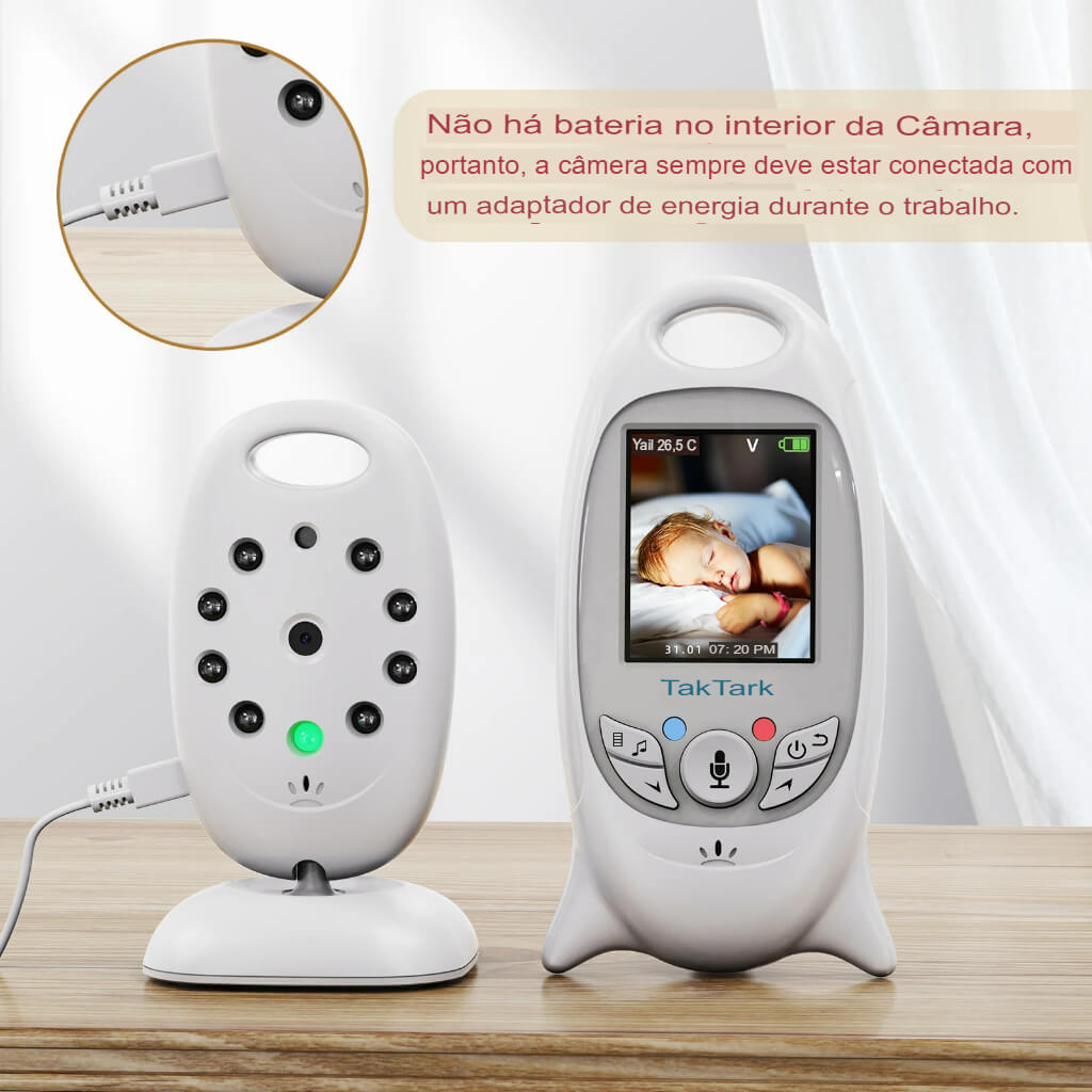 Câmera Baby Monitor - Com Visor Grande em Cores e Visão Noturna