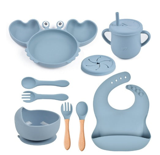 Kit Introdução Alimentar Caranguejo em Silicone Personalizado | Livre de BPA | 9 Peças