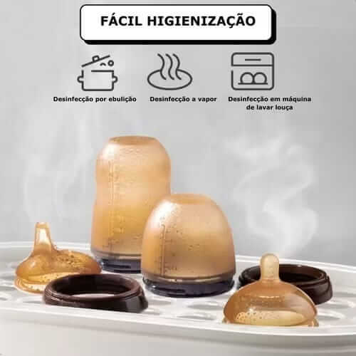 Kit Confort Premium para Mamadeira Tetadeira • 2 Bicos 150ml + 2 Bicos 250ml + 2 Canudos de Silicone Antivazamento