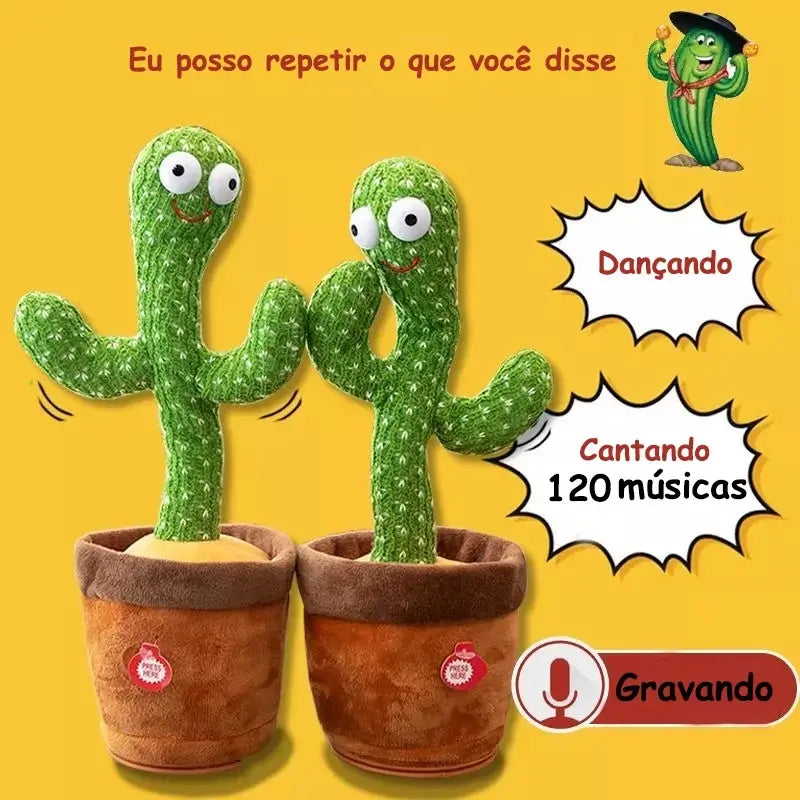 Cacto Dançante Interativo Recarregável - Diversão que Fala e Encanta!