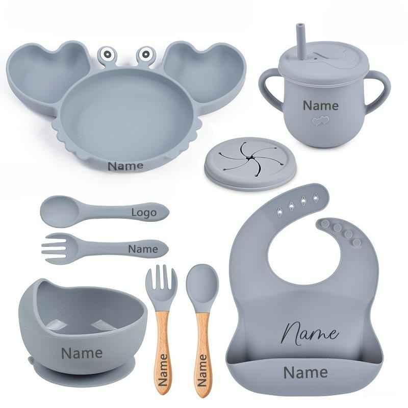 Kit Introdução Alimentar Caranguejo em Silicone Personalizado | Livre de BPA | 9 Peças