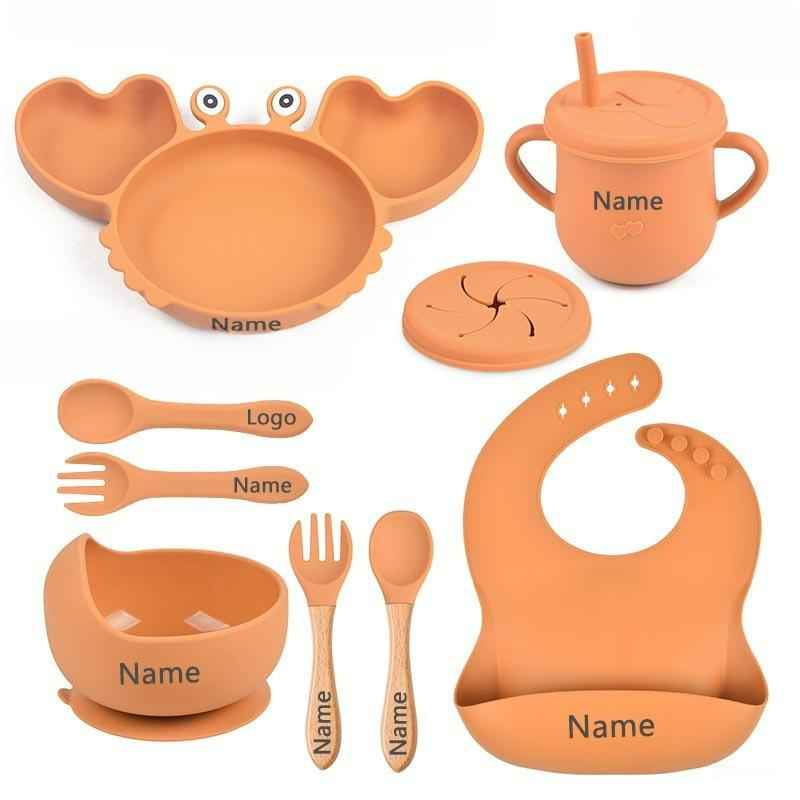 Kit Introdução Alimentar Caranguejo em Silicone Personalizado | Livre de BPA | 9 Peças