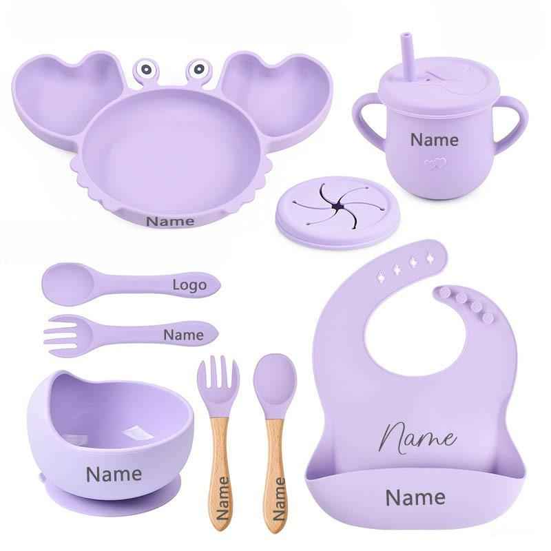 Kit Introdução Alimentar Caranguejo em Silicone Personalizado | Livre de BPA | 9 Peças