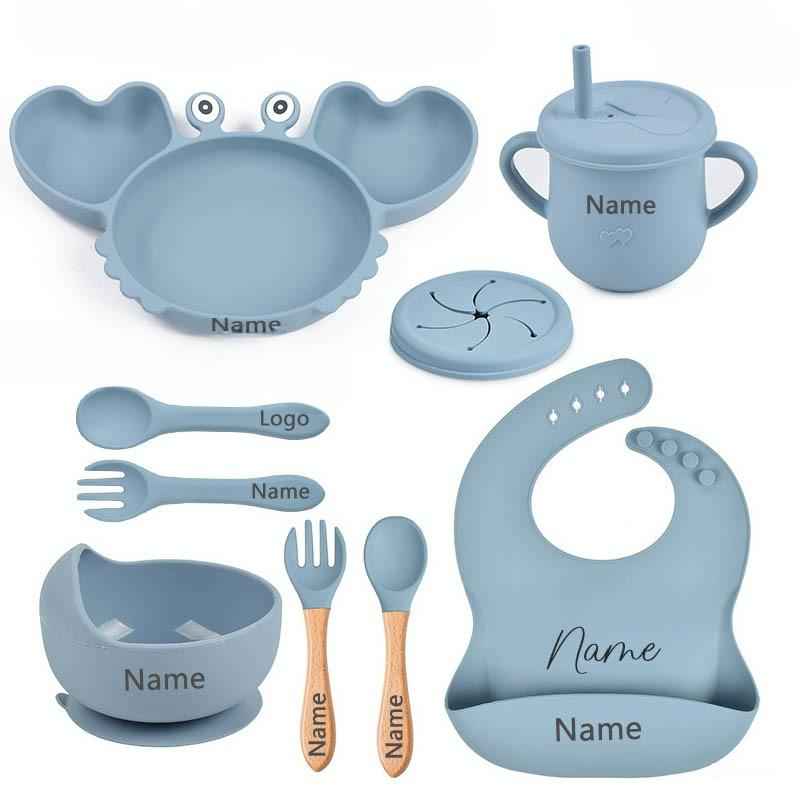Kit Introdução Alimentar Caranguejo em Silicone Personalizado | Livre de BPA | 9 Peças